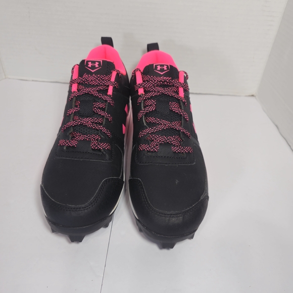 Under Armour Black and Pink Cleats Womens Sz 5.5Y Baseboll - Picture 4 of 12